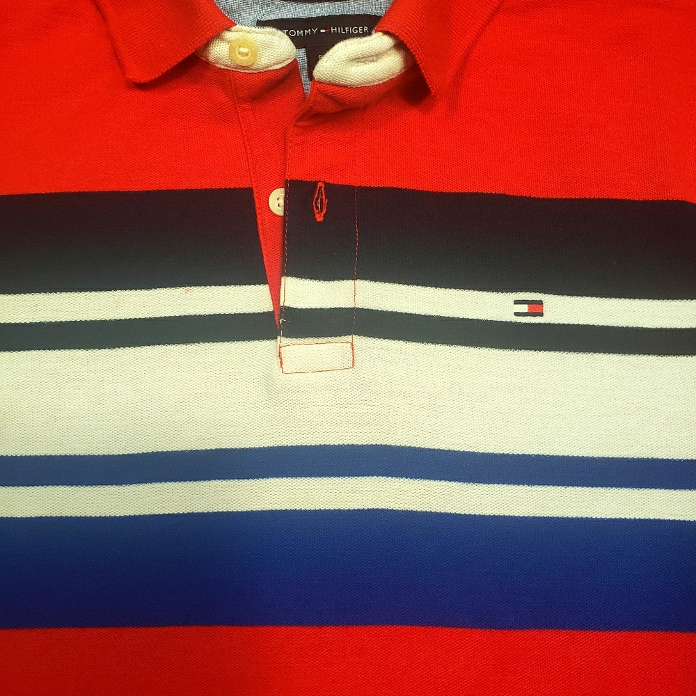 Tommy Hilfiger Mens size small red/white/blue polo